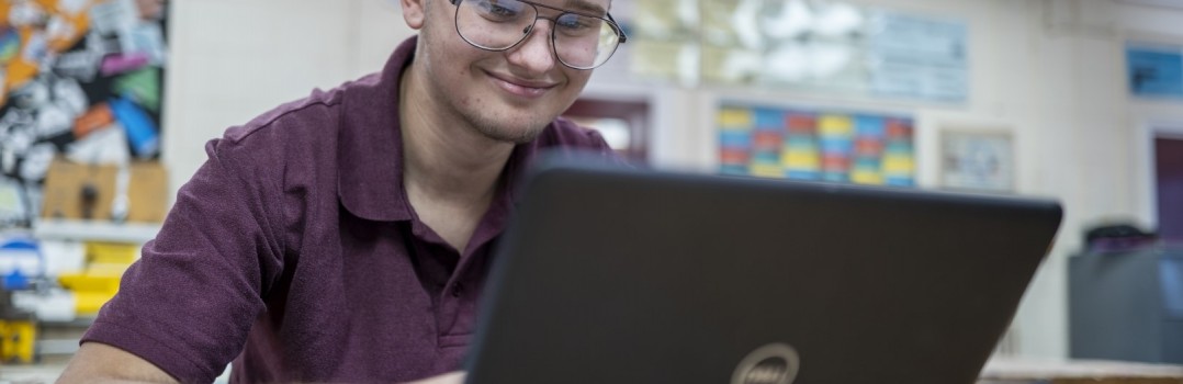 Student using a computer