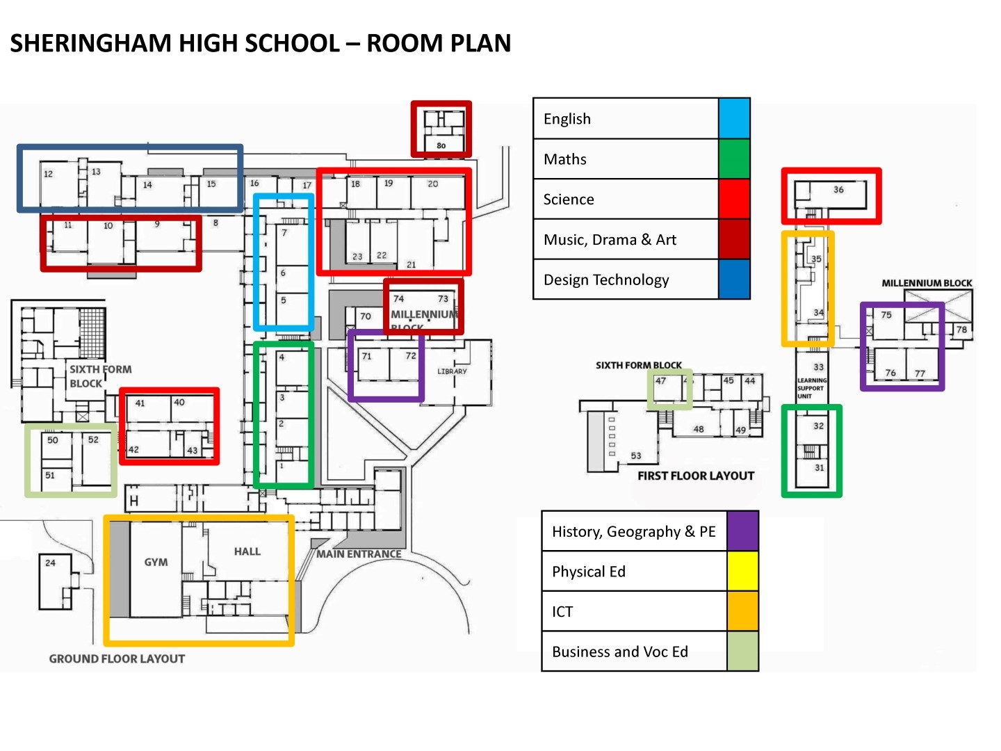 school map with curriculum areas
